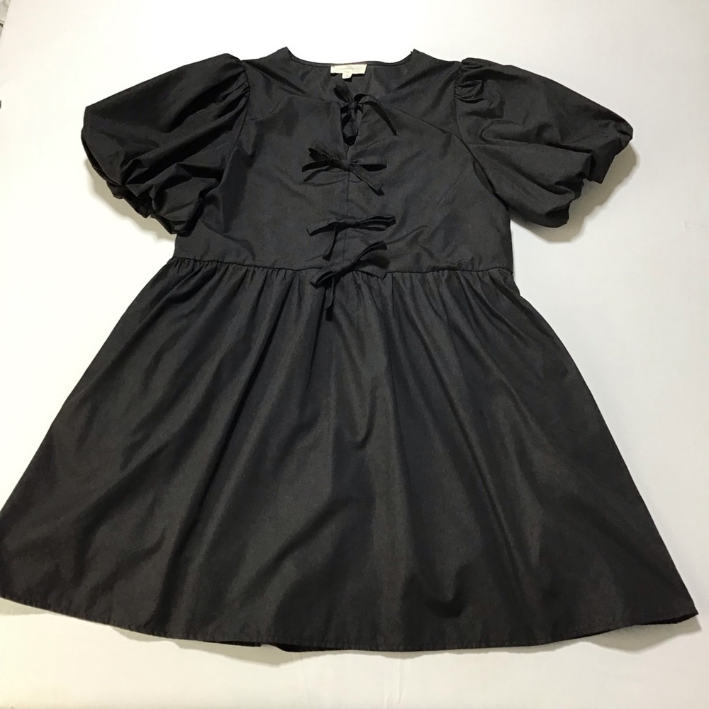 Entro Black Puff Sleeve Dress with Bow Details - Picture 4 of 13